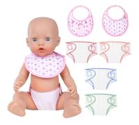 Aolso Accesorios para Muñecas,Juego de Baberos y Pañales para Muñecas,Accesorios para 12-16" Muñecos,Juego de Alimentación para Muñecas,Pañales Autoadhesivos para Muñecas,Juguetes de rol para Niños