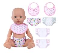 Aolso Accesorios para Muñecas,Juego de Baberos y Pañales para Muñecas,Accesorios para 12-16" Muñecos,Juego de Alimentación para Muñecas,Pañales Autoadhesivos para Muñecas,Juguetes de rol para Niños