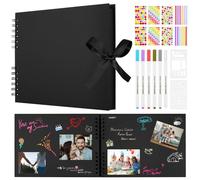 Aolso Álbum de Fotos Scrapbook Para Pegar Y Escribir, 29x21.5cm, Negro, 80 Páginas, Encuadernado en Espiral, Personalizable