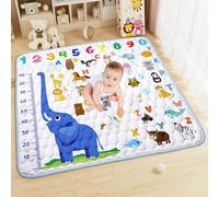 Aolso Alfombra Bebe, 127 x 127cm Alfombra Bebe Plegable, Antideslizante Algodón Alfombras de Gateo, Colchoneta para Niños para Juegos en el Suelo, Suave & Grues-Elefante