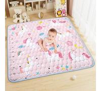 Aolso Alfombra Bebe, 127 x 127cm Alfombra Bebe Plegable, Antideslizante Algodón Alfombras de Gateo, Colchoneta para Niños para Juegos en el Suelo, Suave & Grues-Unicornio