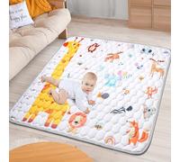 Aolso Alfombra Bebe, 127 x 127cm Alfombra Bebe Plegable, Antideslizante Algodón Alfombras de Gateo, Colchoneta para Niños para Juegos en el Suelo, Suave & Grues-Jirafa