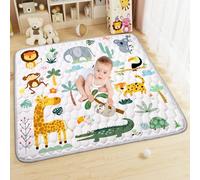 Aolso Alfombra Bebe, 127x 127cm Alfombra Bebe Plegable, Antideslizante Algodón Alfombras de Gateo, Colchoneta para Niños para Juegos en el Suelo, Suave & Grues-Animal