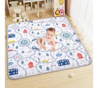 Aolso Alfombra Bebe, 127x 127cm Alfombra Bebe Plegable, Antideslizante Algodón Alfombras de Gateo, Colchoneta para Niños para Juegos en el Suelo, Suave & Grues-coches de carretera