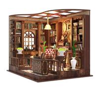 Aolso Book Nook Kit, 248 Piezas, DIY Casa Miniatura Kit, Kits de Modelo, Casa de Minicabina de 3D Madera con Luz LED, Regalos para Familiares y Amigos