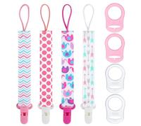 Aolso Cadena Chupete Bebe, 4pcs Chupetes de Clip bebé con Anill Silicona Chupete Bebé Clips Porta Adaptador, Cadena de Chupete de Bebé, Cadenas para Chupetes para Niño y Niña