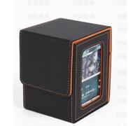 Aolso Card DeckBox für MTG Commander, Gathering Kartenbox für 100+Karten mit 2Trennwänden + 1Toploader,Magnetic Yugioh Deckbox,Sammelkarten-Aufbewahrungsbox für Magic Cards TCG, Schwarz Orange