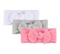 Aolso Diademas Bebé Niña, 3pcs Diademas Bebé de Nailon con lazo, Bebés Recién Nacidos Diademas, Diademas para Bebé, Bebé Niña Diademas Diadema Elástica Suave para Niñas Bebé