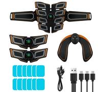 Aolso EMS Electroestimulador Muscular - Estimulador Muscular Abdominal, USB Recargable, Hombres Y Mujeres, 6 Modos y 18 Intensidades para Abdominales, Brazos, Piernas y Glúteos