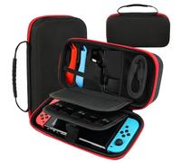 Aolso Funda de transporte para Switch compatible con Nintendo Switch/Switch OLED, bolsa rígida portátil con 20 cartuchos de juego, funda de transporte de viaje para Joy-Con y adaptador de CA (rojo),