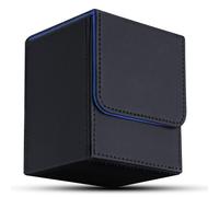 Aolso Magnetic Flip Box, Caja de Tarjeta de Cuero PU, Cierre Magnético, Capacidad para Más de 100 Cartas, Compatible con Tarjetas MTG, TCG, YuGiOh y Más(Negro Azul)