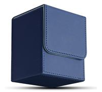 Aolso Magnetic Flip Box, Caja de Tarjeta de Cuero PU de Alta Calidad, con Cierre Magnético, Capacidad para Más de 100 Cartas, Compatible con Tarjetas MTG, TCG, YuGiOh y Más(Azul Gris)
