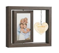 Aolso Marco Fotos de Madera Giratorio, 21x23cm Marco de Fotos, Cuadro Personalizado con Foto Sostiene 2 Fotos, Marco de Fotos Flotante Giratorio de Madera(Tema de abuelos y nietos)