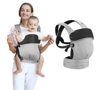 Aolso Mochila Portabebés Multifunción para Bebés,Ergonómica Fulares Porteadores para Bebés,Portabebés Transpirable,Fulares portabebé,Portabebés de 3 a 36 mese, Unisex Ajustable, Gris