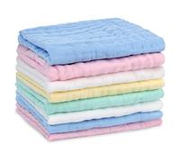 Aolso Muselinas Bebe Algodon 25x25cm, 8pcs Toalla Facial Infantil, Suaves Paños de Muselina para bebé, Gasas para Bebes Nacidos, Toallas De Muselina