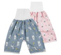 Aolso Pantalones de Entrenamiento Algodón para Bebé, 2 Piezas Pantalones para Pañales Niñas Niños Reutilizables, Chica Ropa Interior para el Entrenamiento al Orinal para Bebé 0-5 Años(M-Perro/Oso)