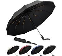 Aolso Paraguas Plegable Automático,Paraguas Plegable Antiviento para Hombre y Mujer Apertura y Cierre Automático,Paraguas Invertido, Resistente al Viento Paraguas para Adultos,Niños-negro