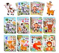 Aolso Pegatinas para Niños, 24pcs Pegatinas de Caras de Dibujos Animados, Pegatina DIY, Crea Tus Propias Pegatina para Niño, Perfecto Como Regalo para Niños, Adolescentes y Adultos(Animal)