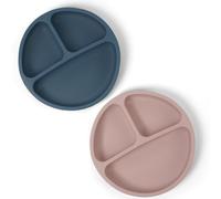 Aolso Plato de Silicona Con Ventosa Antideslizante,Pack 2 platos de Silicona para Bebé,Ventosa para Bebé Plato Antivuelco para Niños,BPA Free-Gris oscuro/Marrón