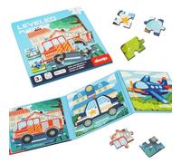 Aolso Puzzle Magnetico para Niños, 12-16-20 Piezas, 3 en 1 Puzzles Magnético, Puzzles Infantiles,Puzzle Educativos para Bebé, Juguetes Montessori, Rompecabezas Juguetes Niños-Transporte