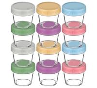 Aolso Recipiente de Vidrio para Comida de Bebé, 12PCS Recipientes para comida,para Almacenar y Congelar Papillas,Contenedores de Conservación, Apto para Lavavajillas, Congelador y Apto para Microondas