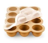 Aolso Recipiente para comida, Bandeja de Silicona para Comida,Silicona para Cubitos de Hielo, Envase de silicona para Congelar Alimentos y Papillas, Recipiente Molde para Comida,Naranja - 12cuadrados