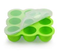 Aolso Recipiente para comida, Bandeja de Silicona para Comida,Silicona para Cubitos de Hielo, Envase de silicona para Congelar Alimentos y Papillas, Recipiente Molde para Comida,Verde - 9cuadrados
