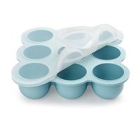 Aolso Recipiente para comida, Bandeja de Silicona para Comida,Silicona para Cubitos de Hielo, Envase de silicona para Congelar Alimentos y Papillas, Recipiente Molde para Comida,Azul -9cuadrados