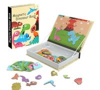 Aolso Rompecabezas magnéticos para niños de 3 a 5 años, juego magnético, dinosaurios, libro de rompecabezas de animales para niños pequeños, juegos de viaje y juguetes de viaje, regalo