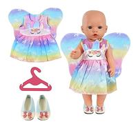 Aolso Ropa para Muñecas Bebé,Falda con alas y Zapatos para muñeca de 35-40 cm,Ropa de Muñeca para Muñecas Bebé,Incluye Vestido de una Pieza, Zapatos y Percha (no muñeca),18 Pulgadas