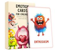 Aolso Tarjetas de emoción para niños, 32 tarjetas flash para niños pequeños, tarjeta de atención plena para niños, tarjeta flash de ayuda verbal para leer y ortografía