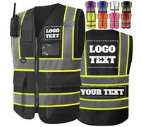 Aolun Personalizado chaleco de seguridad para los hombres con bolsillos de dos tonos de alta visibilidad chaleco personalizado logotipo de alta visibilidad chaleco de trabajo de la construcción para