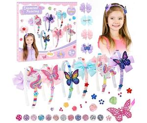 Aomaic Diadema para niña, accesorio para el pelo, para niñas, juego de manualidades para niños a partir de 5 años, unicornio, regalos para niñas, regalos 4, 5, 6, 7, 8 años, pintura de diamantes