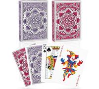 Aomaic Juego de Cartas 2 Pack Juegos de Cartas Índice Estándar Tarjeta Poker para Familias Juegos de Cartas Fiesta Texas Holdem Poker Blackjack Euchre Canasta Pinochle Juego de Cartas (Rosa/Morado)