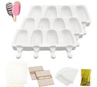 AOMAIGAD Moldes de Helado, 3 Pack Molde de Helado de Silicona con 100 Palos Madera, 100 bolsas de embalaje, 100 ligamentos, 100 etiqueta,sin BPA, Para postres helados o chocolates caseros (C)