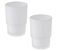 Aomasi - Juego de 2 tapas de vidrio esmeriladas para enjuague bucal y enjuague bucal, soporte para cepillo de dientes y pasta de dientes y bebida para cristalería