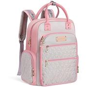AOMAY Mochila para pañales, bolsa de mamá para hospital, mochilas de viaje, gran capacidad, multifuncional, artículos esenciales para bebés (rosa), Rosado, XL, Mochila de pañales rosa