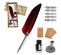 AOMAYLL Pluma Antigua Escritura,Pluma de Inmersion,con 5 Consejos Diferentes, Juego de tinta de pluma para caligrafía,Regalos para los amantes de los artículos vintage.