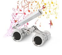 Aomekie - 3X25 Prismáticos de Teatro Lorgnette con Mango prismáticos de Larga Vista de Metal para espectáculo turístico Concierto (Plata)