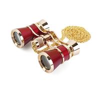 Aomekie 3X25 Prismáticos Opera Prismaticos Teatro con Collar De Cadena para Espectáculo Partido （Rojo）