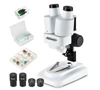 Aomekie Microscopio Estéreo 20X & 50X, Binocular de Aumento con Rodajas de Vidrio y Muestras de Minerales, para Estudiantes y Adultos