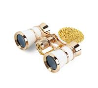 Aomekie Prismáticos Teatro para Ópera Retro con Collar De Cadena para Espectáculo Partido (Blanco)