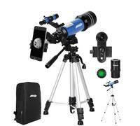 AOMEKIE Telescopios de astronomía para adultos con mochila, telescopio para principiantes con oculares Kellner de metal, telescopio de viaje de 70 mm, trípode ajustable, adaptador de teléfono de lente