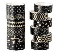 Aomhrek 12 Rollos Washi Tape Set, Dorado Oscuro Cintas Adhesivas, Masking Tape LáMina Dorada Cinta Adhesiva De Papel Decorativa Para Manualidades, áLbumes De Recortes, Envoltura De Regalos