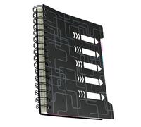Aomhrek Libreta Negra de Anillas A5 Recargable con Divisores, Cuaderno de Viaje para Notas y Organización, 300 Páginas de Papel Grueso Cuadriculado, Ideal para Oficina y Estudio