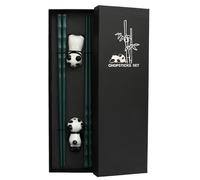 Aomhrek Palillos Chinos Reutilizables, Set de 2 Pares de Palillos con Soporte de Cerámica en Forma de Panda, Palillos Japoneses y Coreanos para Niños y Adultos, Ideal para Sushi, Noodles (verde)