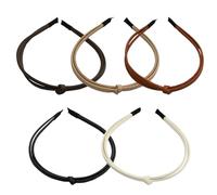 Aomhrek Set de 5 Diademas de Cuero para Mujer, Diademas Elegantes para el Cabello en Negro, Blanco, Caramelo, Café y Marrón Oscuro, Accesorios de Pelo de Cuero con Estilo
