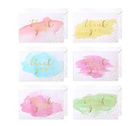 Aomhrek Tarjetas De Agradecimiento 12 Unidades Con Sobres Tarjeta Despedida Tarjeta En Blanco Estilo Acuarela Dorada Tarjeta Agradecimiento Thank You Cards Para Bodas CumpleañOs GraduacióN Negocios