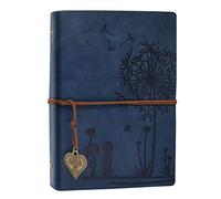 Aomiduo Diario de Viaje Diario Cuaderno Vintage Cuaderno de Cuero A5 Rellenable 100 Hojas / 200 Páginas Papel sin ácido 80GSM La Mejor Idea de Regalo (Azul A5 21x14.5cm)