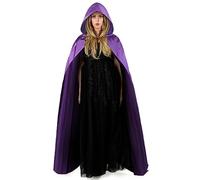 Aomig Capa Morado Con Capucha, Largo Medieval Disfraz Muerte Adulto, Halloween Para Cosplay de Bruja Vampiro Mago, Disfraz Mujer Hombre Para Carnaval Fiesta
